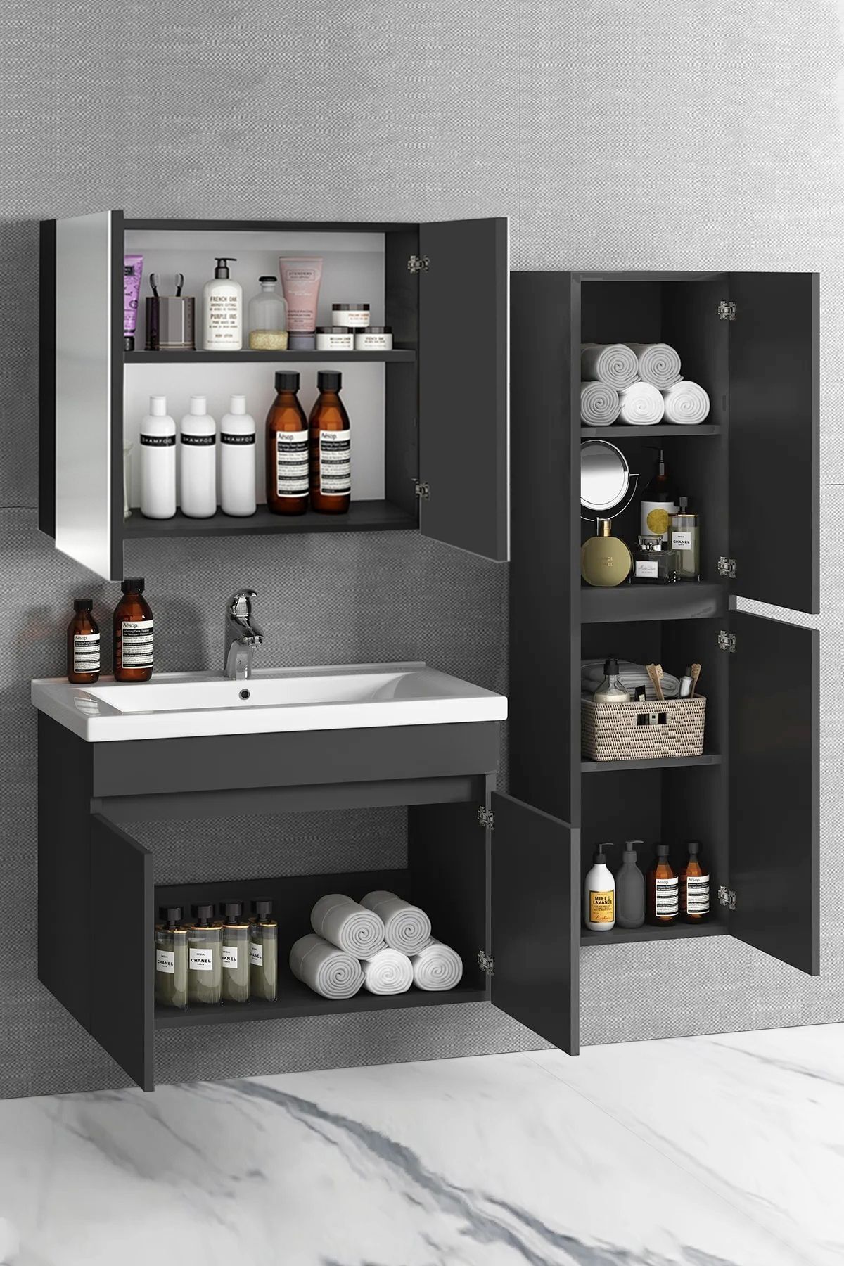 Viola%20Antrasit%20115%20Cm%20(80%2035)%20Boy%20Dolaplı%20Lavabolu%20Mdf%20Banyo%20Dolabı%20Seti%20**hazır%20Kurulu**