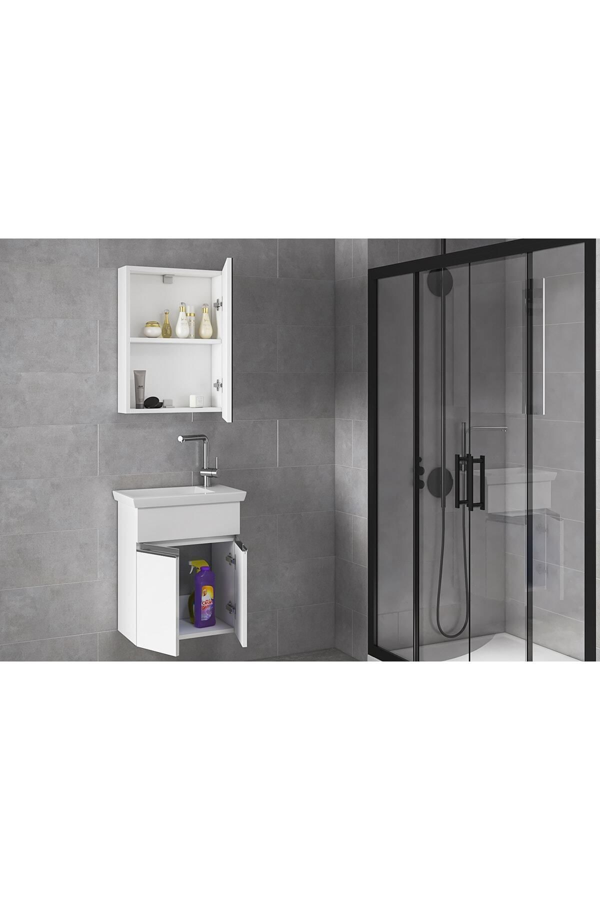 Miniço-b%20Ebeveyn%2045%20Cm%20X%2028%20Cm%20Ayna%20Dolaplı%20Seramik%20Lavabolu%20Mdf%20Banyo%20Dolabı%20Seti**hazır%20Kurulu**