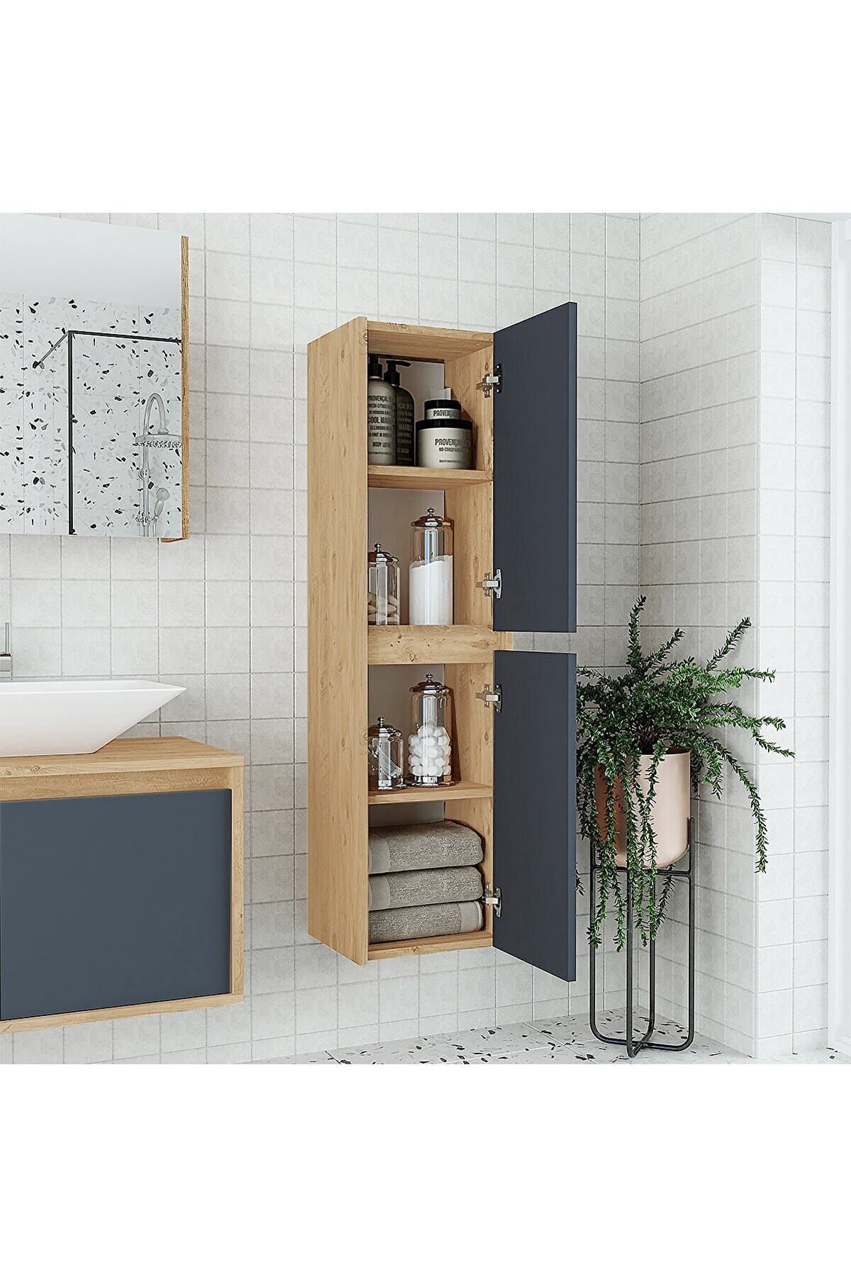 Esila%20(80%2035)%20115%20Cm%20Ayna%20Dolaplı%20Boy%20Dolaplı%20Seramik%20Lavabolu%20Mdf%20Banyo%20Dolabı%20Seti**hazır%20Kurulu**