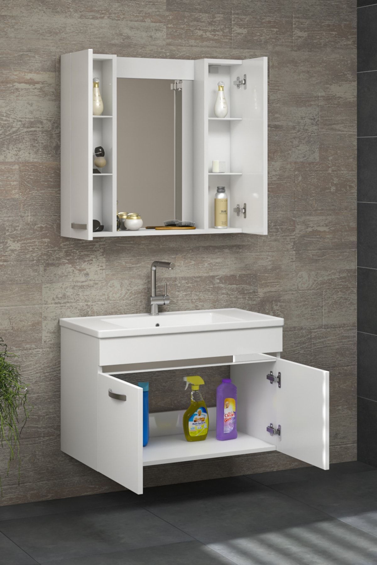 Safir%20Beyaz%2080%20Cm%20Aynalı%20Lavabolu%20Mdf%20Banyo%20Dolabı%20Seti**hazır%20Kurulu**