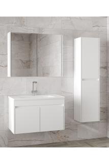 Viola Beyaz (65 35) 115 Cm Mdf Boy Dolaplı Lavabolu Mdf Banyo Dolabı Seti **hazır Kurulu**