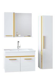 Yeni Gold Beyaz (65 35) 100 Cm Boy Dolaplı Lavabolu Mdf Banyo Dolabı Seti **hazır Kurulu**