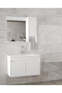 Estella Oa-beyaz-65 Cm Ayna Dolaplı Seramik Lavabolu Mdf Banyo Dolabı Seti**hazır Kurulu**